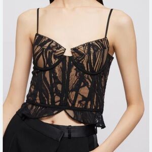 SIMKHAI Dalila Women's Lace‎ Bustier Cropped Top Goth Victorian Style Romantic 6